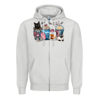 Dove Grey cat coffee cups Zipper Hoodie - Zillion Design Studio