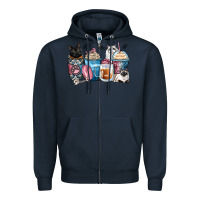Navy cat coffee cups Zipper Hoodie - Zillion Design Studio