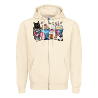 Sandshell cat coffee cups Zipper Hoodie - Zillion Design Studio