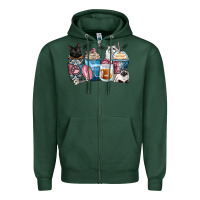 Sports Green cat coffee cups Zipper Hoodie - Zillion Design Studio