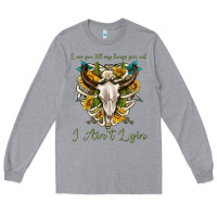 Heather Grey love you till my lungs give out i aint lying Long Sleeve Tee - texasbilliewilder