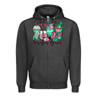 Charcoal Heather respiratory therapist coffee cups Zipper Hoodie - Zillion Design Studio