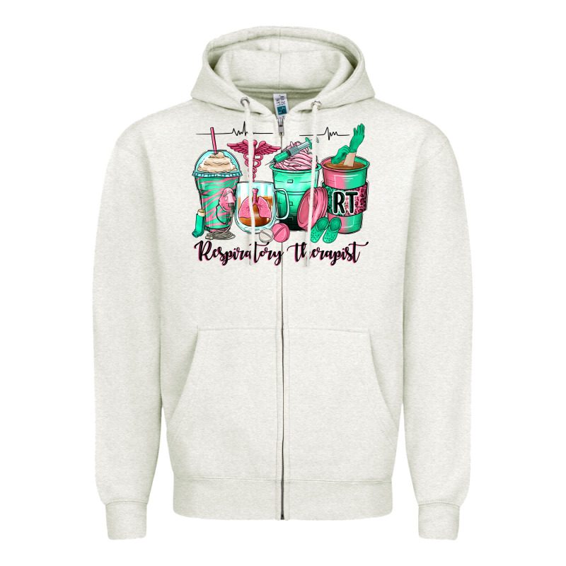 Respiratory Therapist Coffee Cups Zipper Hoodie by Zillion Design Studio | Teevron
