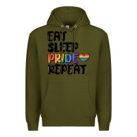 Army Green eat sleep pride repeat Premium Hoodie - MaliasSmallBusiness