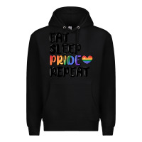 Black eat sleep pride repeat Premium Hoodie - MaliasSmallBusiness
