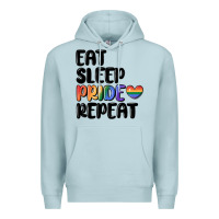 Blue Mist eat sleep pride repeat Premium Hoodie - MaliasSmallBusiness
