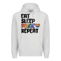 Dove Grey eat sleep pride repeat Premium Hoodie - MaliasSmallBusiness