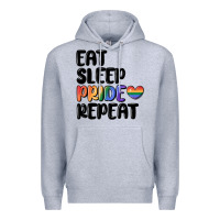 Heather Grey eat sleep pride repeat Premium Hoodie - MaliasSmallBusiness