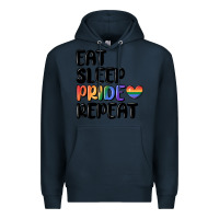 Navy eat sleep pride repeat Premium Hoodie - MaliasSmallBusiness