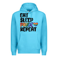 Ocean Blue eat sleep pride repeat Premium Hoodie - MaliasSmallBusiness
