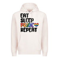 Pale Pink eat sleep pride repeat Premium Hoodie - MaliasSmallBusiness