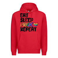 Red eat sleep pride repeat Premium Hoodie - MaliasSmallBusiness