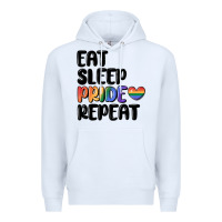 White eat sleep pride repeat Premium Hoodie - MaliasSmallBusiness