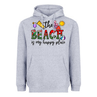 Heather Grey the beach is my happy place Heavyweight Hoodie - CowhideDigitalArt