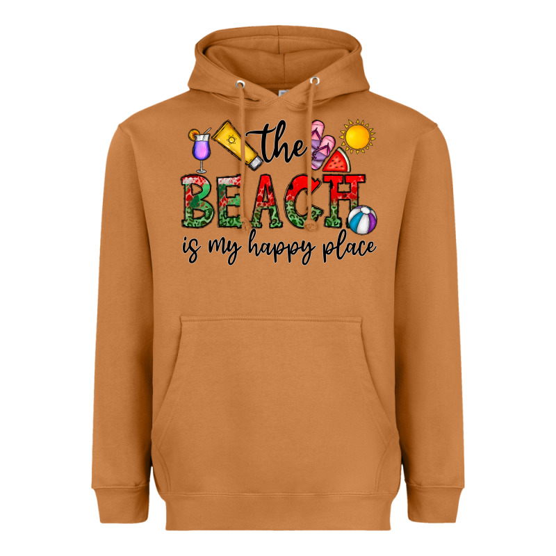 The Beach Is My Happy Place Heavyweight Hoodie by CowhideDigitalArt | Teevron