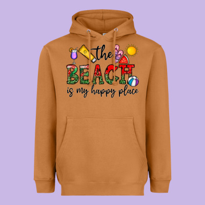 The Beach Is My Happy Place Heavyweight Hoodie Designed By Cowhidedigitalart