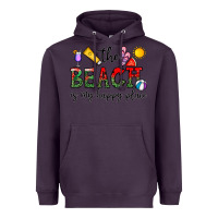 Plum the beach is my happy place Heavyweight Hoodie - CowhideDigitalArt
