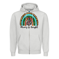 Dove Grey merry and bright rainbow christmas Zipper Hoodie - RanaPortraitStore