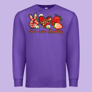 Peace Love Strawberry Premium Sweatshirt Designed By Artiststas
