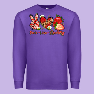Peace Love Strawberry Premium Sweatshirt Designed By Artiststas