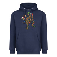 Navy Christmas deer and skeletons Heavyweight Hoodie - FaDigitalArtStudio