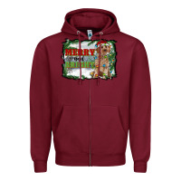 Burgundy merry and bright cockapoo Zipper Hoodie - RanaPortraitStore