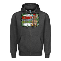 Charcoal Heather merry and bright cockapoo Zipper Hoodie - RanaPortraitStore