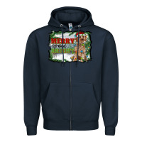 Navy merry and bright cockapoo Zipper Hoodie - RanaPortraitStore