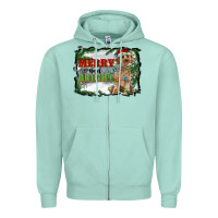 Seafoam merry and bright cockapoo Zipper Hoodie - RanaPortraitStore