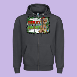 Merry And Bright Cockapoo Zipper Hoodie Designed By Ranaportraitstore
