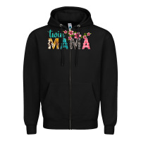 Black twin mama with flowers Zipper Hoodie - texasbilliewilder
