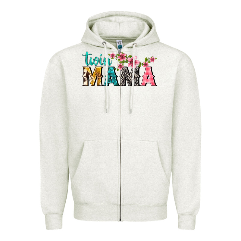 Twin Mama With Flowers Zipper Hoodie by texasbilliewilder | Teevron