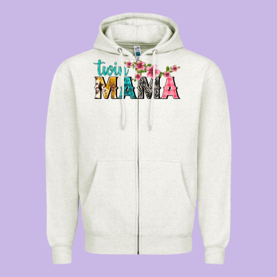 Twin Mama With Flowers Zipper Hoodie Designed By Texasbilliewilder