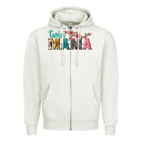 Oatmeal Heather twin mama with flowers Zipper Hoodie - texasbilliewilder