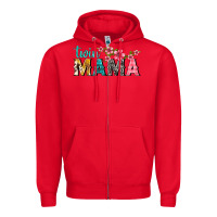 Red twin mama with flowers Zipper Hoodie - texasbilliewilder