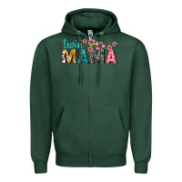 Sports Green twin mama with flowers Zipper Hoodie - texasbilliewilder
