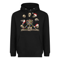 Black christmas human skeleton and skulls Heavyweight Hoodie - FaDigitalArtStudio