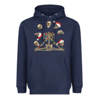 Navy christmas human skeleton and skulls Heavyweight Hoodie - FaDigitalArtStudio