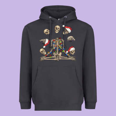 Christmas Human Skeleton And Skulls Heavyweight Hoodie Designed By Fadigitalartstudio