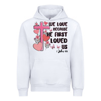 White we love because he first loved us Urban Hoodie - MaliasSmallBusiness