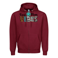 Burgundy tired mom vibes Zipper Hoodie - texasbilliewilder