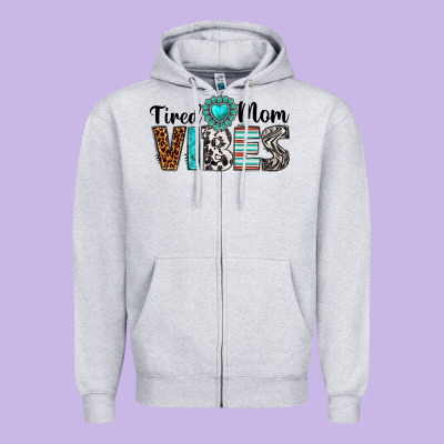 Tired Mom Vibes Zipper Hoodie Designed By Texasbilliewilder