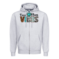 Heather Grey tired mom vibes Zipper Hoodie - texasbilliewilder