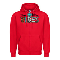 Red tired mom vibes Zipper Hoodie - texasbilliewilder