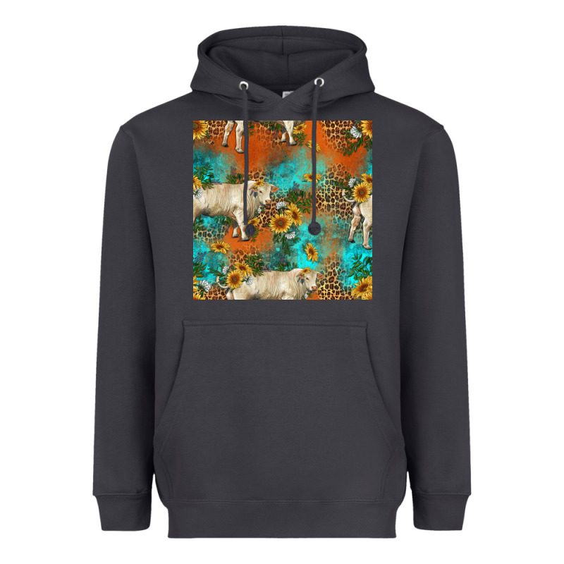 Western Charolais Cow Seamless Pattern Heavyweight Hoodie by HRA Design Shop | Teevron