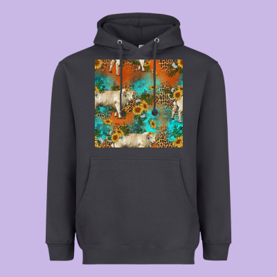 Western Charolais Cow Seamless Pattern Heavyweight Hoodie Designed By Hra Design Shop