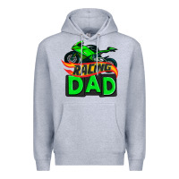 Heather Grey racing dad with racing motorcycle Premium Hoodie - AdoDesignShop