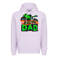 Lilac racing dad with racing motorcycle Premium Hoodie - AdoDesignShop