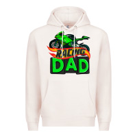 Pale Pink racing dad with racing motorcycle Premium Hoodie - AdoDesignShop