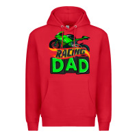 Red racing dad with racing motorcycle Premium Hoodie - AdoDesignShop